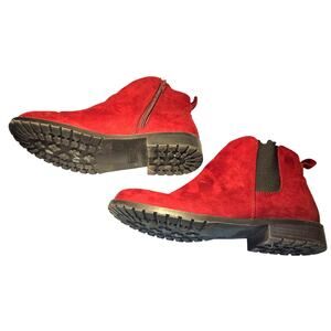 Sonoma  7.5 Red Suede Women's Chelsea Ankle Boots Shoes